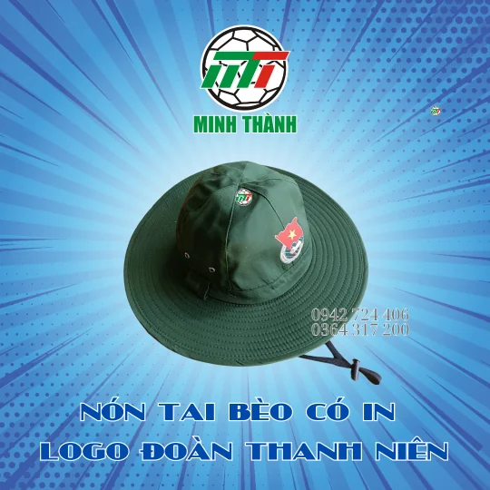 NÓN TAI BÈO CÓ IN LOGO ĐOÀN THANH NIÊN
